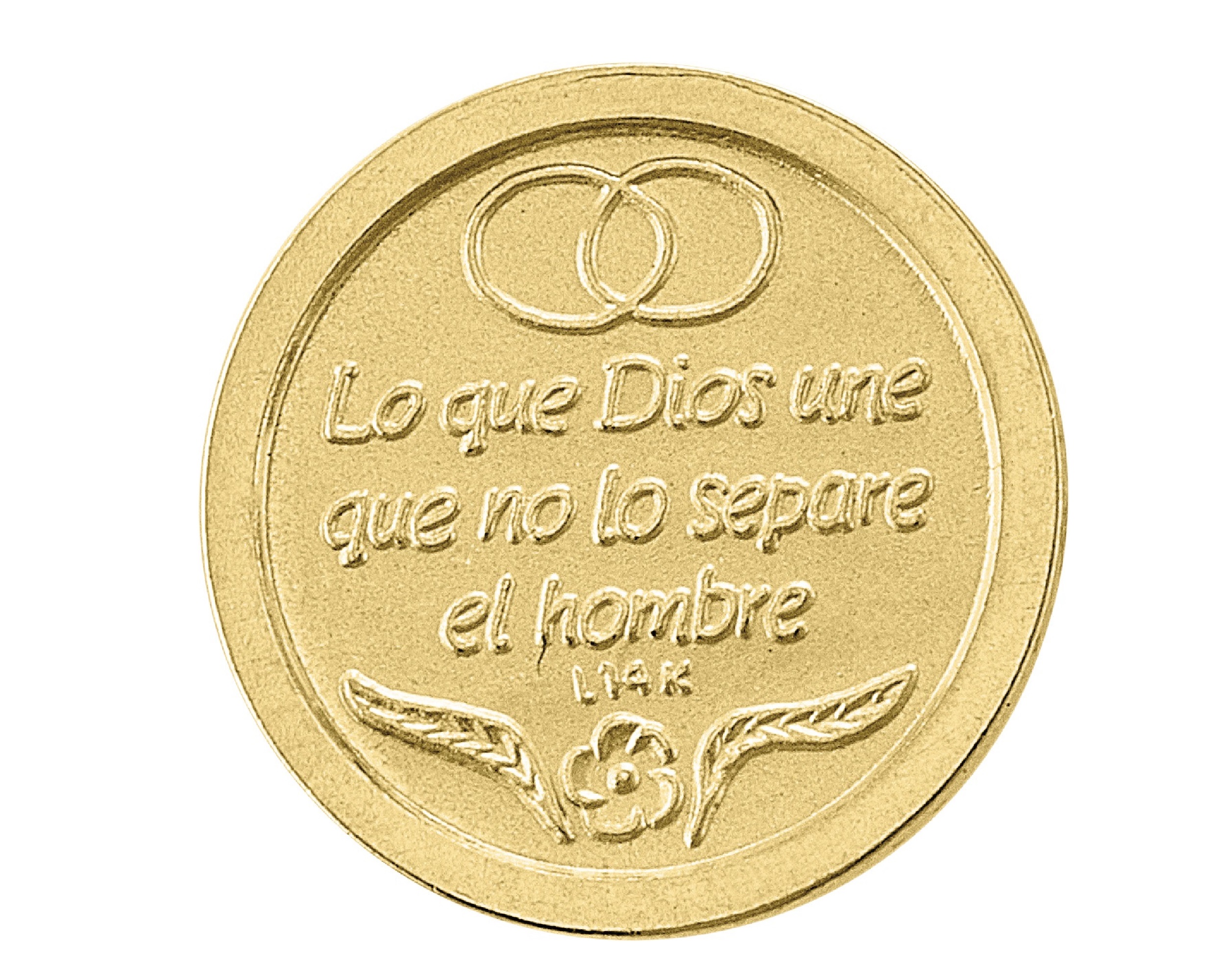 Arras Chapa de Oro 18K Horoz Charola con moneda Guadalupe S413