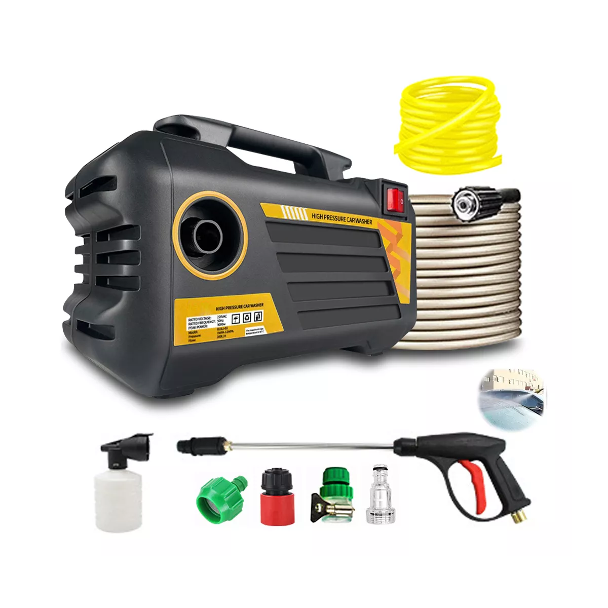Hidrolavadora Electrica 3000w Alta Presion Lavado Color Negro