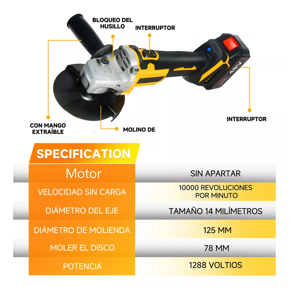 Amoladora Esmeril Angular Esmeriladora Inalámbrica Pulidor