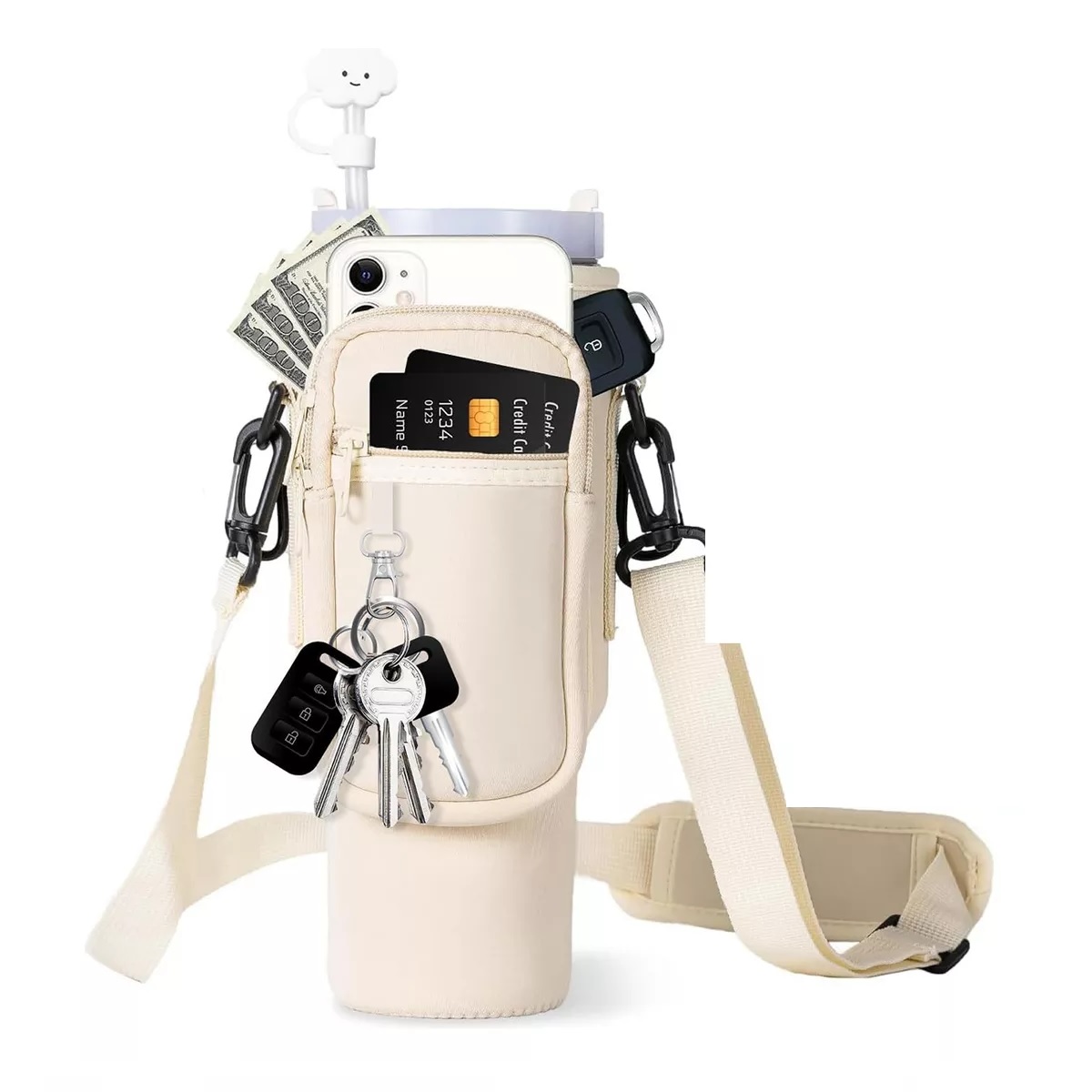 Bolsa Para Termo Para Stanley 40oz Con Correa Y Bolsillo Blanco