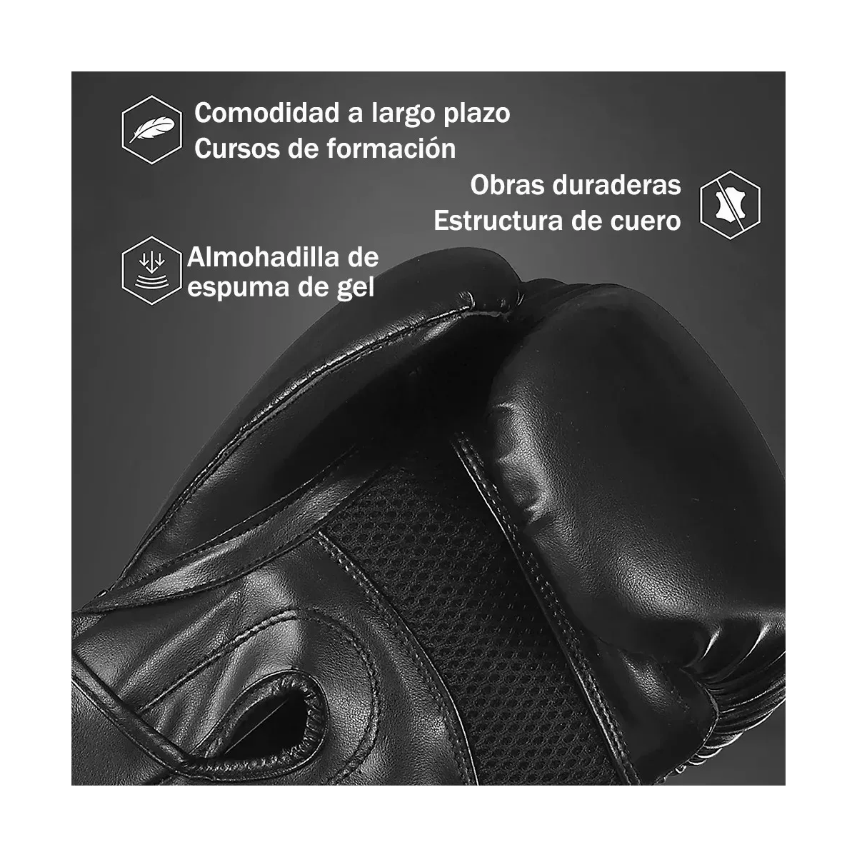 Guantes De Boxeo 16oz, Correa Velcro. Negro