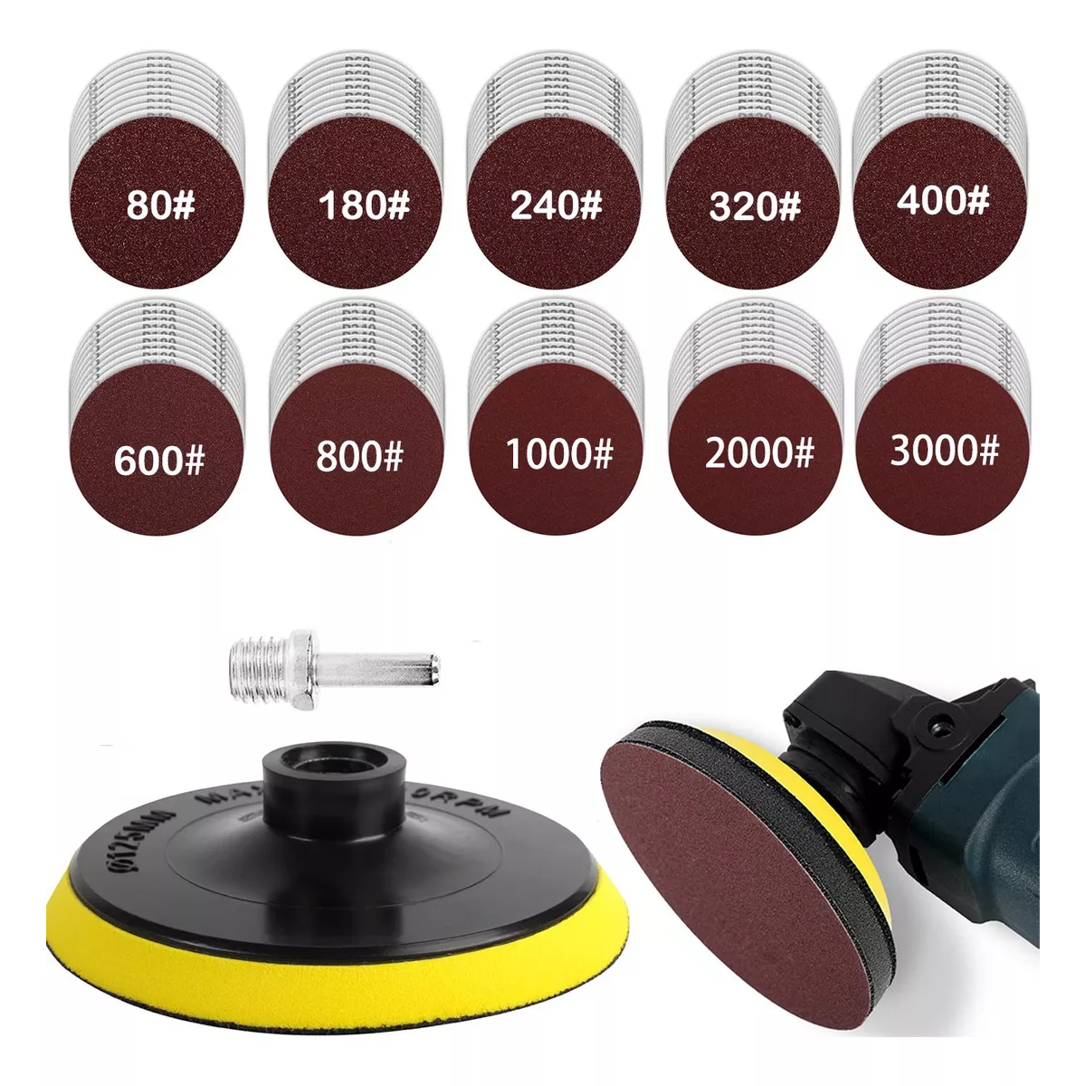 100pzs Discos De Lija Taladro Esmeril Adaptador 4 Pulgadas
