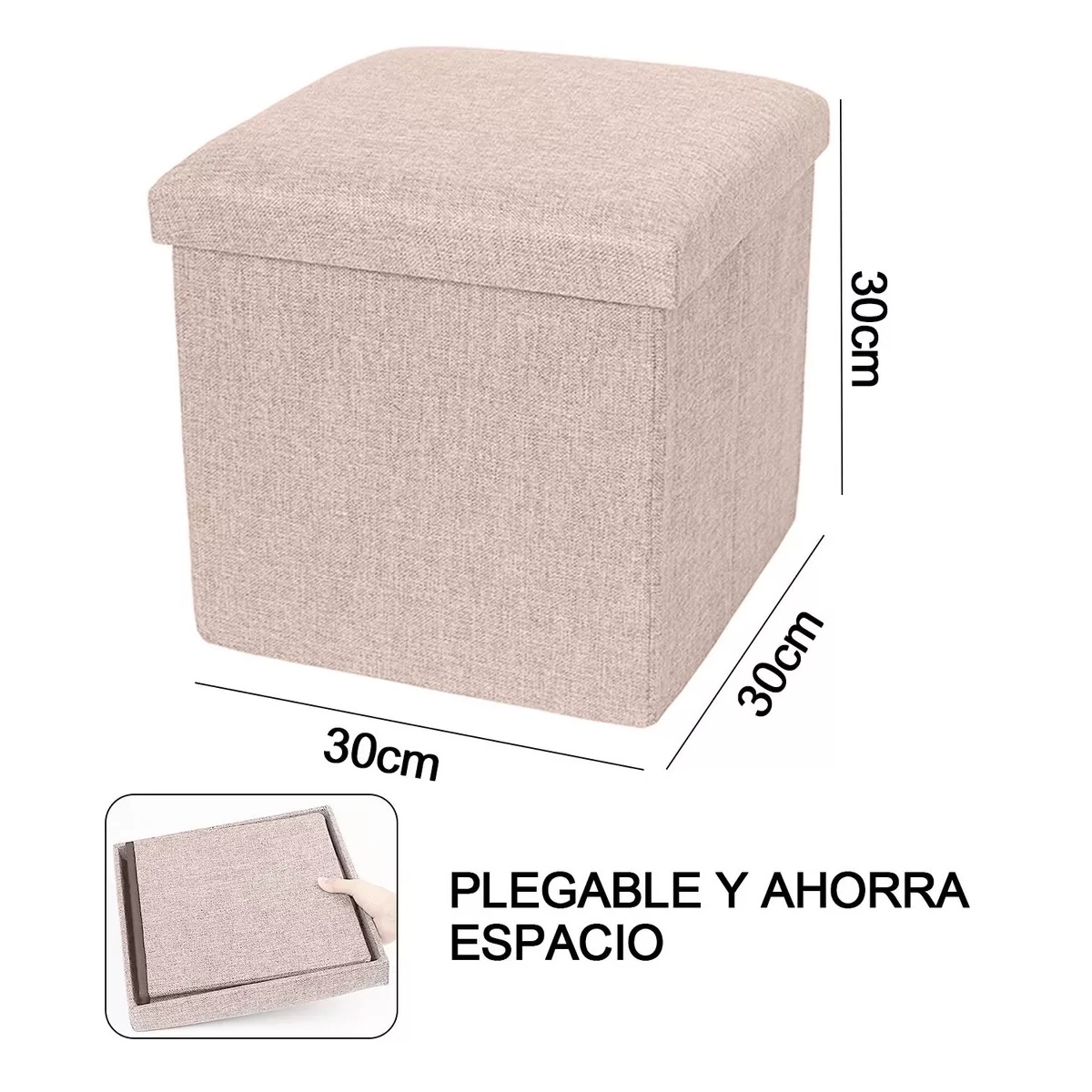 Puff Silla Cubo Organizador Plegable Cajón Almacenador Rosa