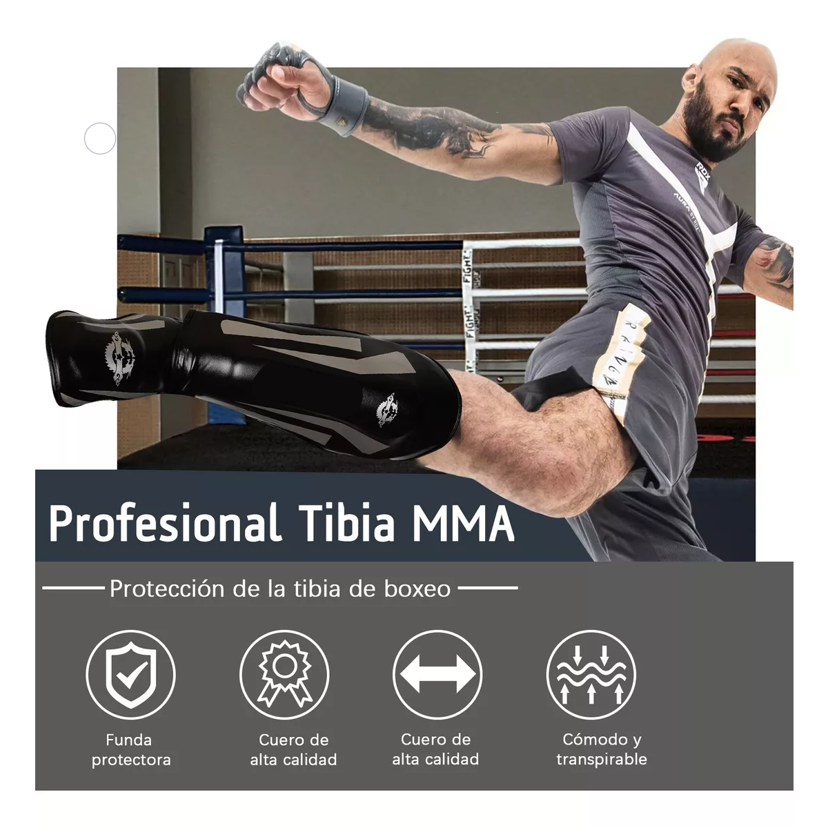 Artes Marciales Espinilleras Muay Mma Thai Kick Boxing Talla L