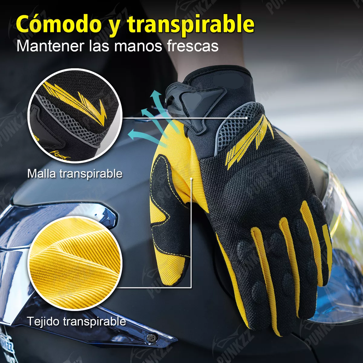 Guantes Para Moto Motociclista Amarillo Talla M 