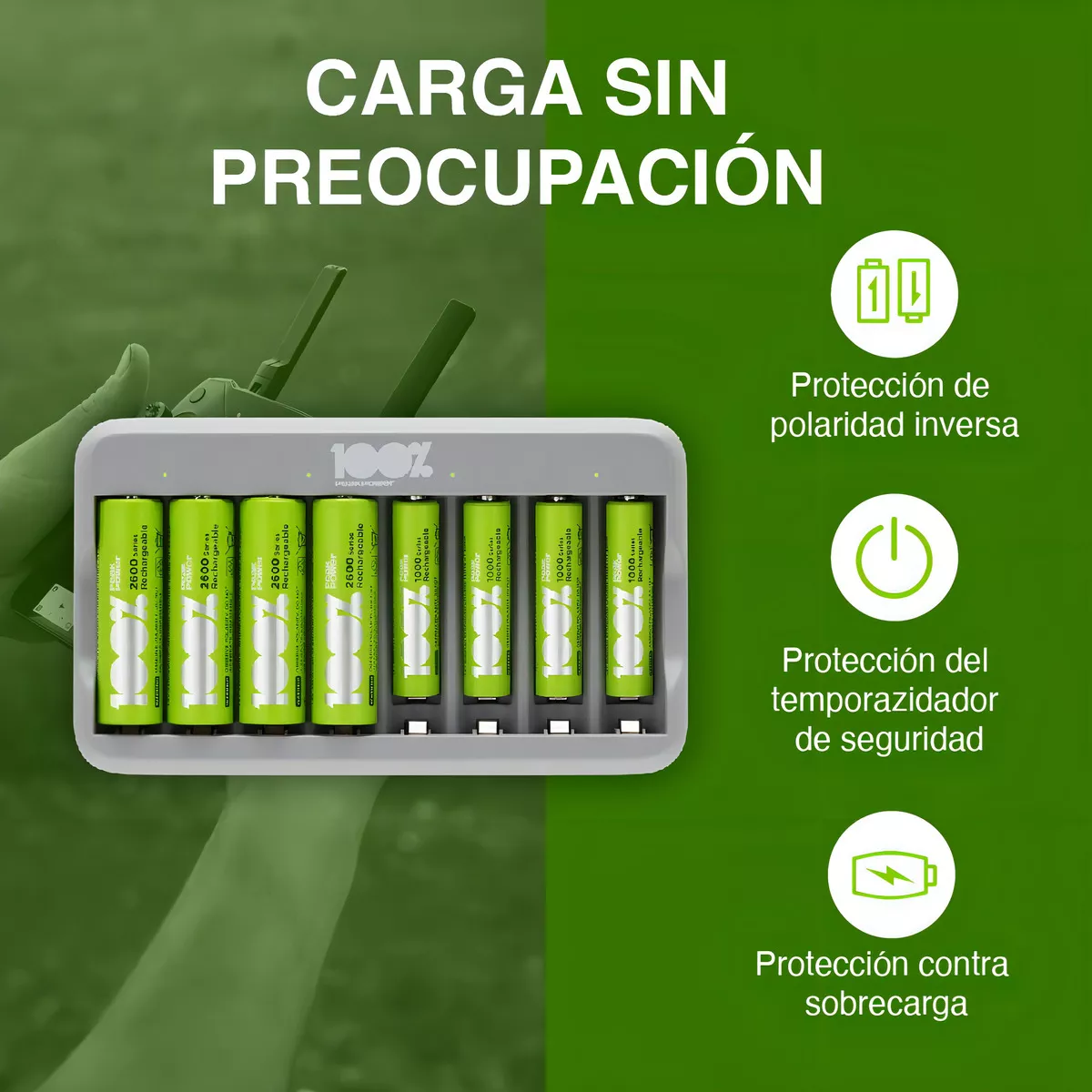 Cargador Pilas Recargables AA y AAA