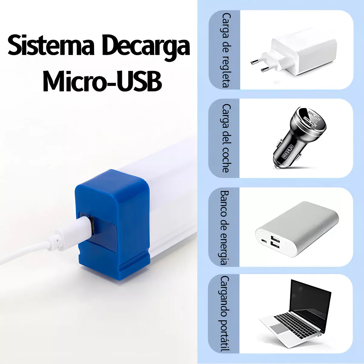 4pcs de 80W Lampara Barra Recargable y Portátil de Emergencia