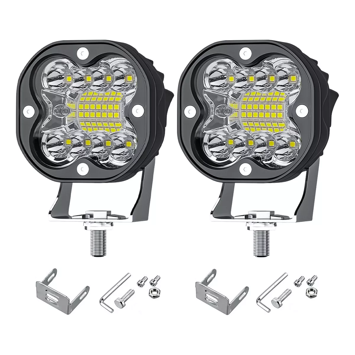Par De Faros Auxiliares Led Focos Para Coche Moto Luz Blanca