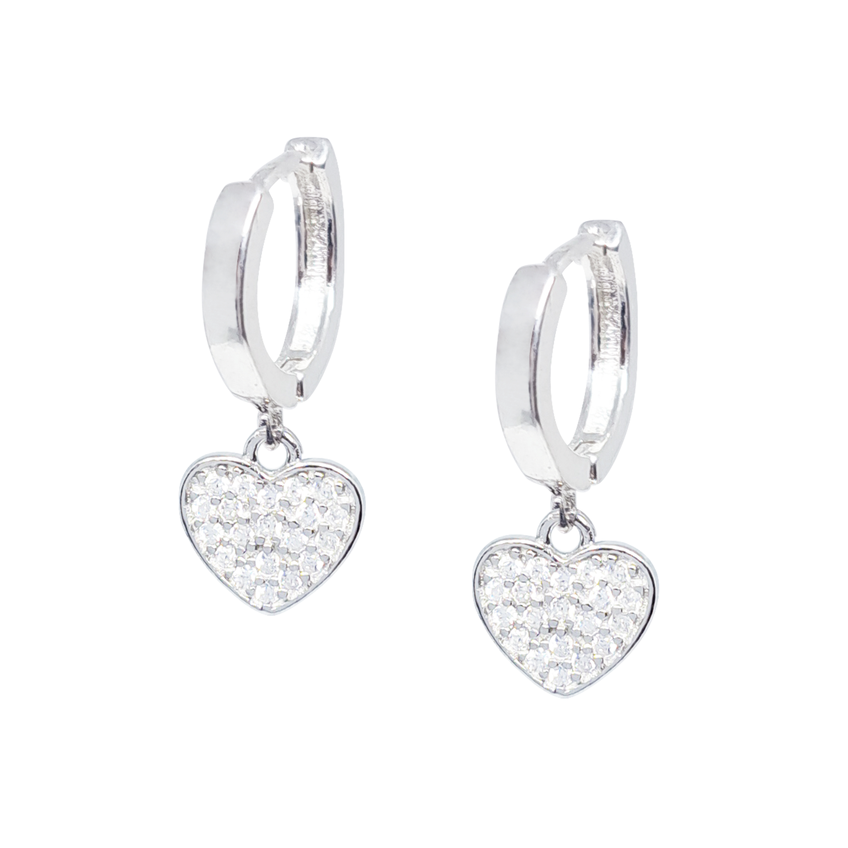 Huggies Destellos corazón de plata con zirconias, joyería para mujer por Anante Joyería