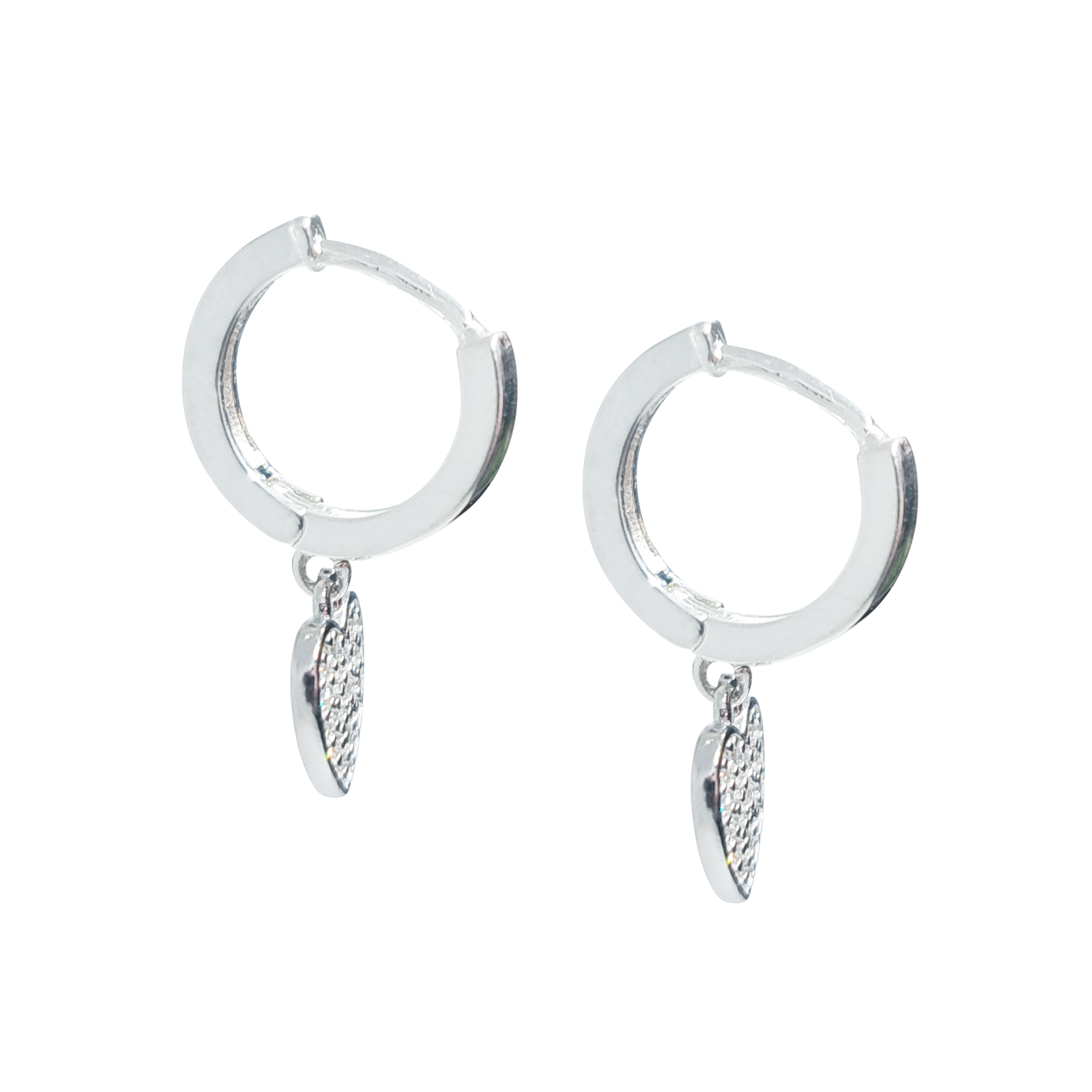Huggies Destellos corazón de plata con zirconias, joyería para mujer por Anante Joyería