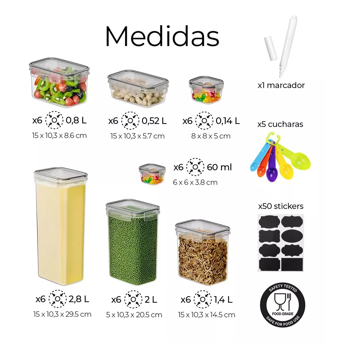 Recipientes Herméticos De Almacenamiento De Cocina 42 Pz 