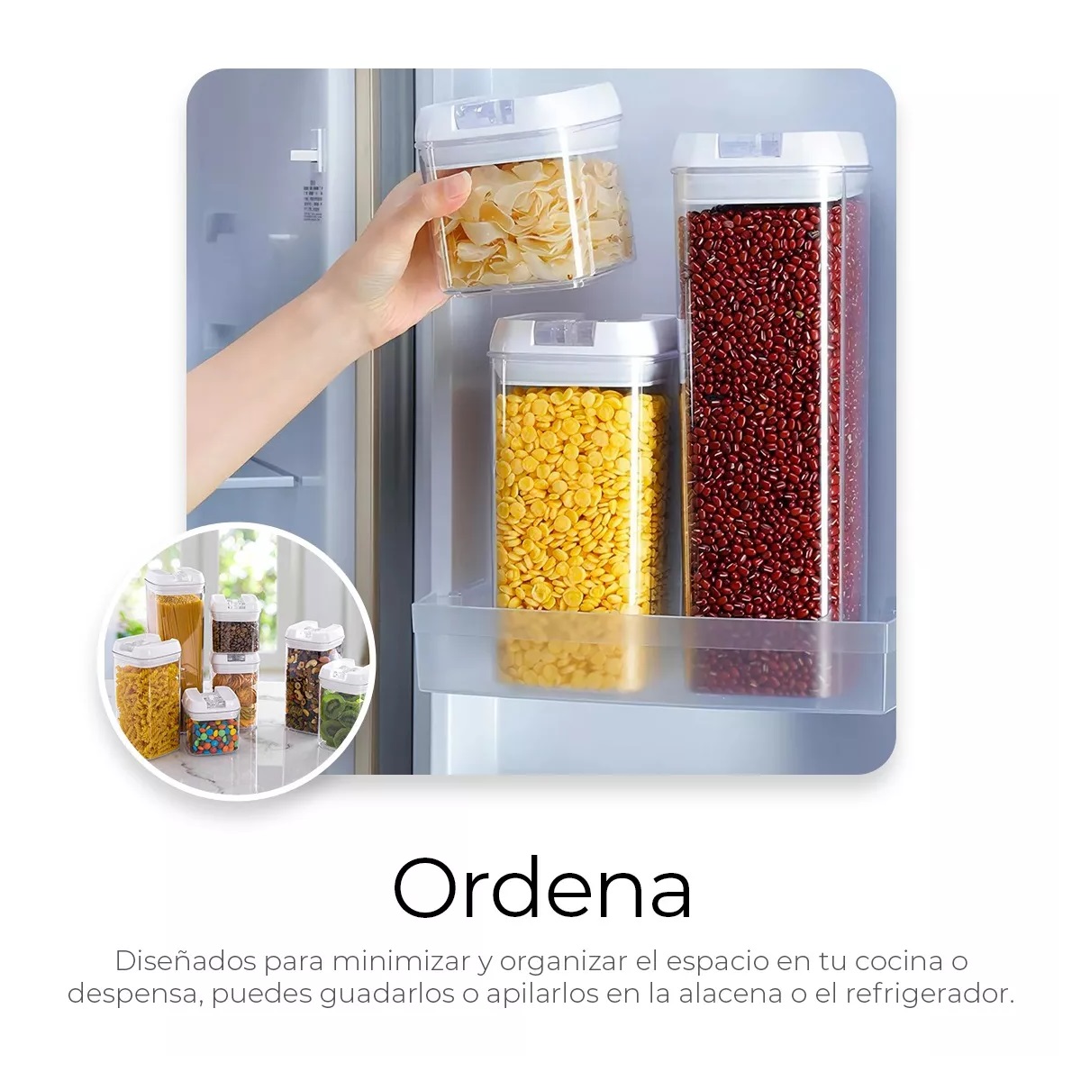 Recipientes Herméticos De Almacenamiento De Cocina Set 7 Pz. Blanco