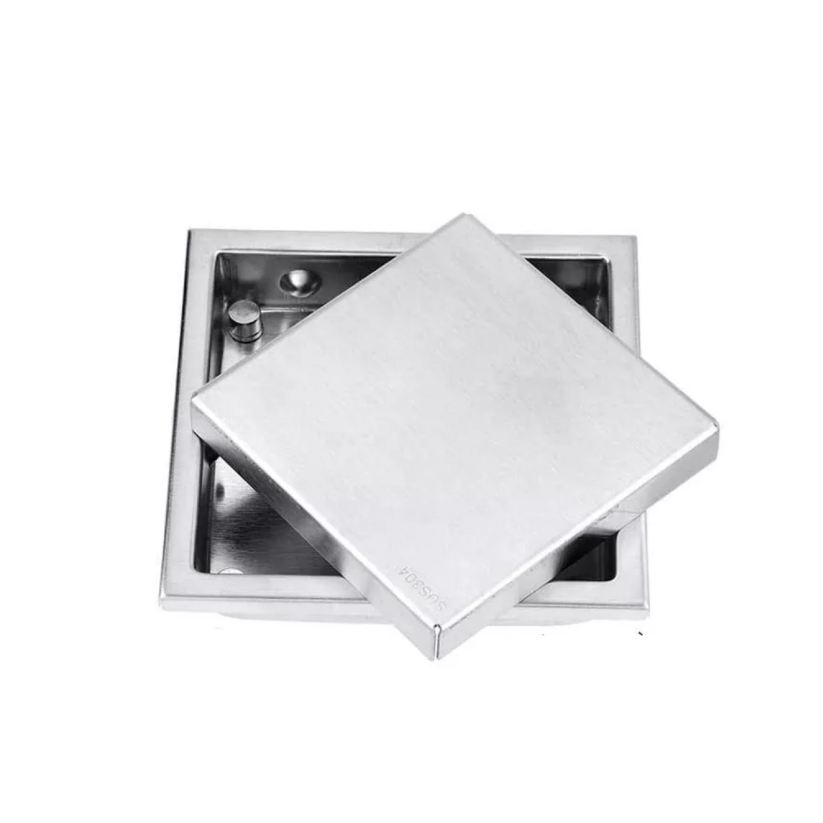 Desagüe De Piso Acero Inoxidable Invisible Coladera 11x11cm Plata