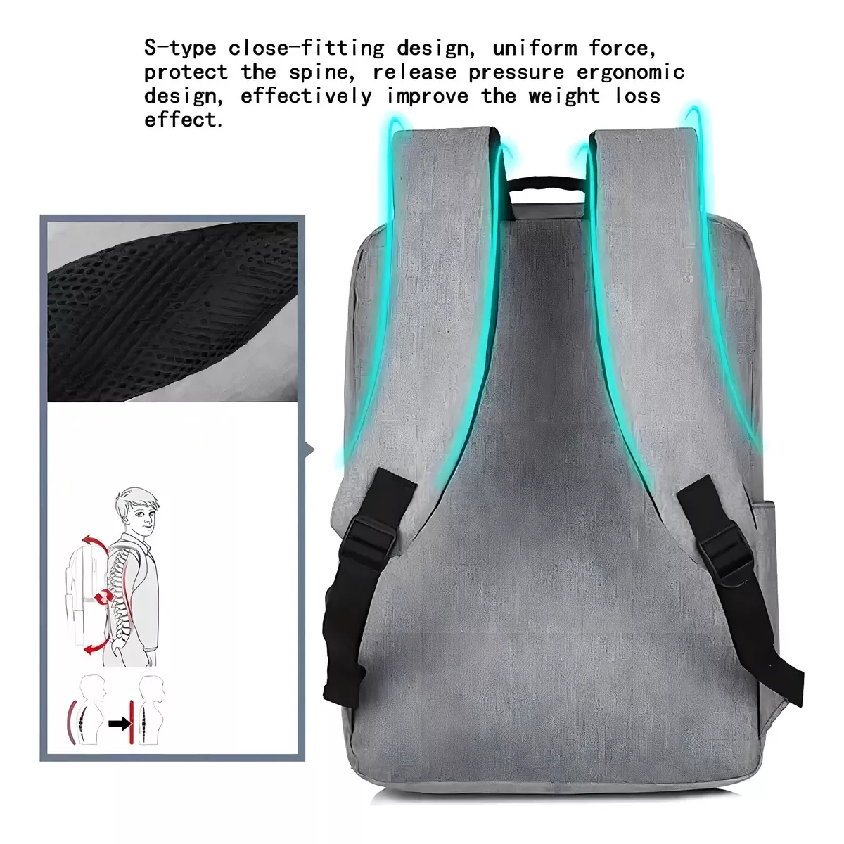 Mochila Bolsa 15 Pulgadas Para Laptop Oxford Gris