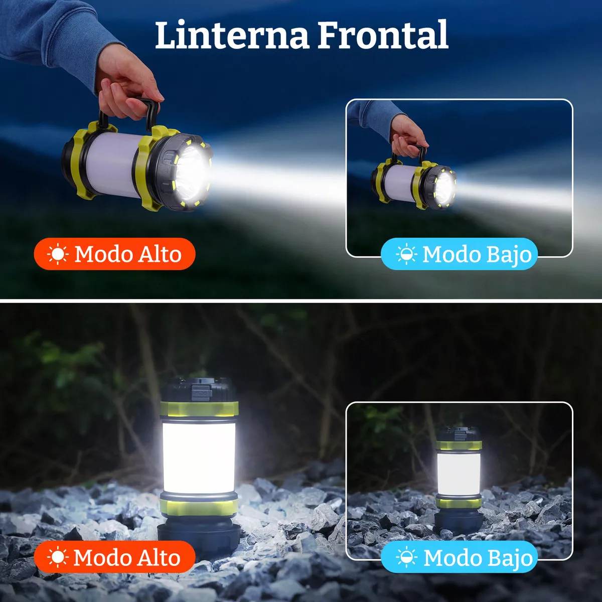 Lámpara de Mano Recargable, Linterna Potente 1000 Lúmenes con 6 Modos