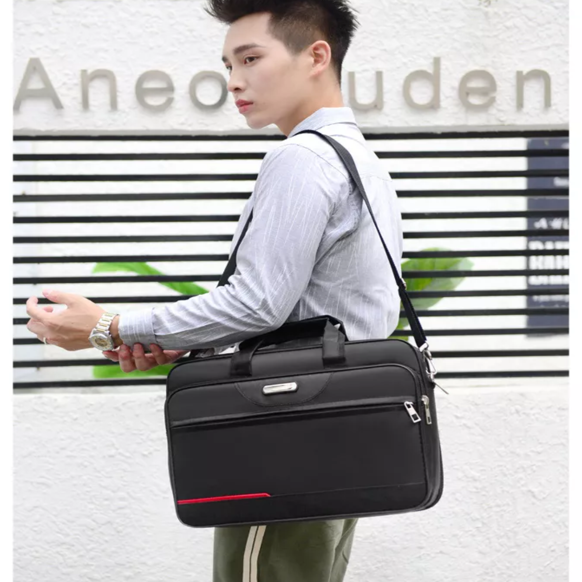Ejecutivo Crossbody Portafolio Maletín Para Laptop Negro