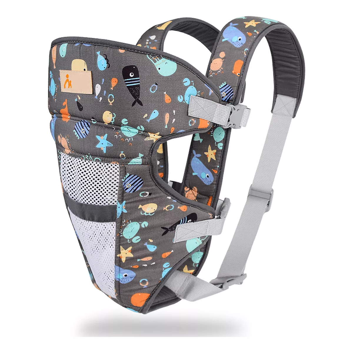 Cangurera Bebes Mochila Ergonomica Gray-Triángulos