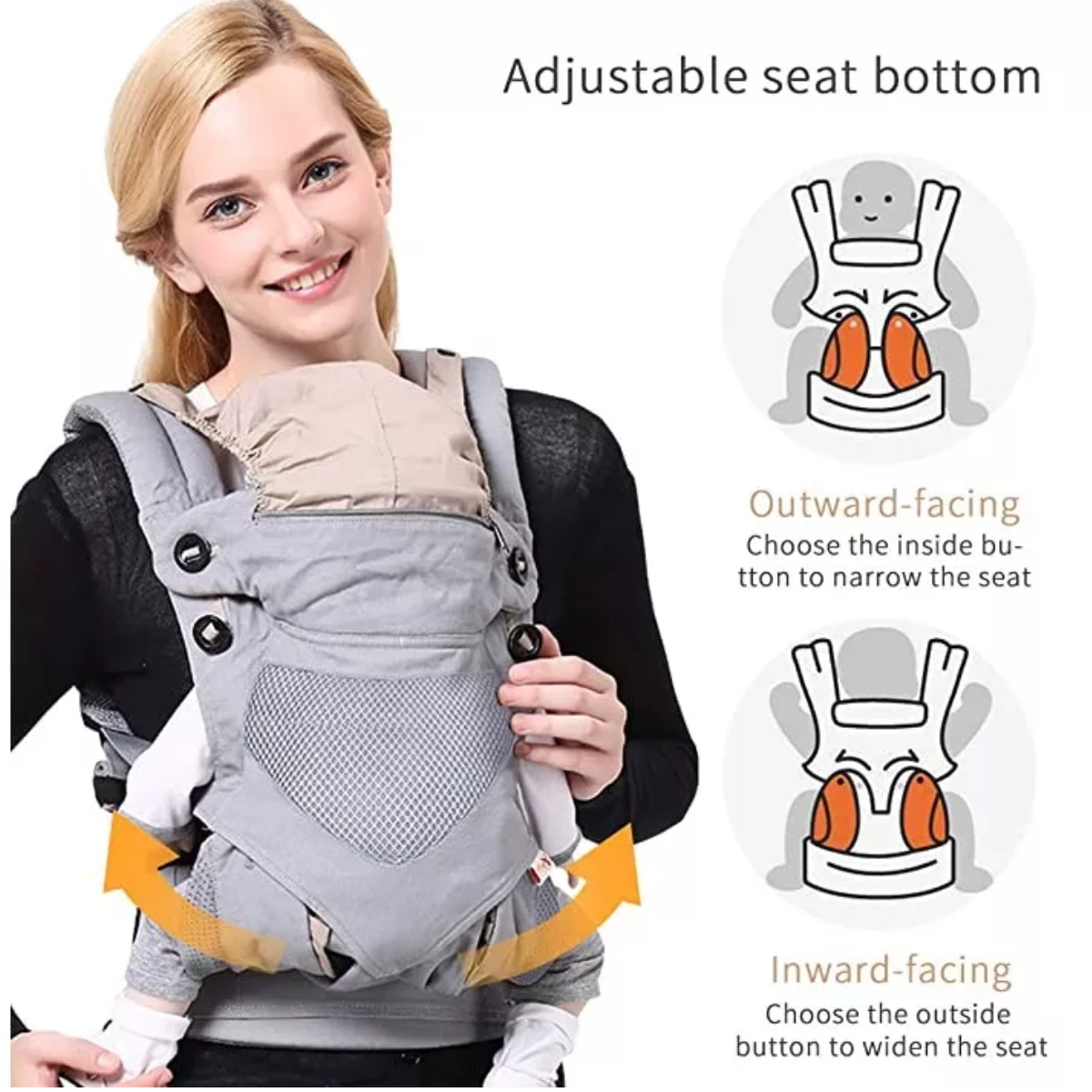 Mochila Cangurera Para Bebé Ergonómica Asiento De 3-48 Meses Azul marino