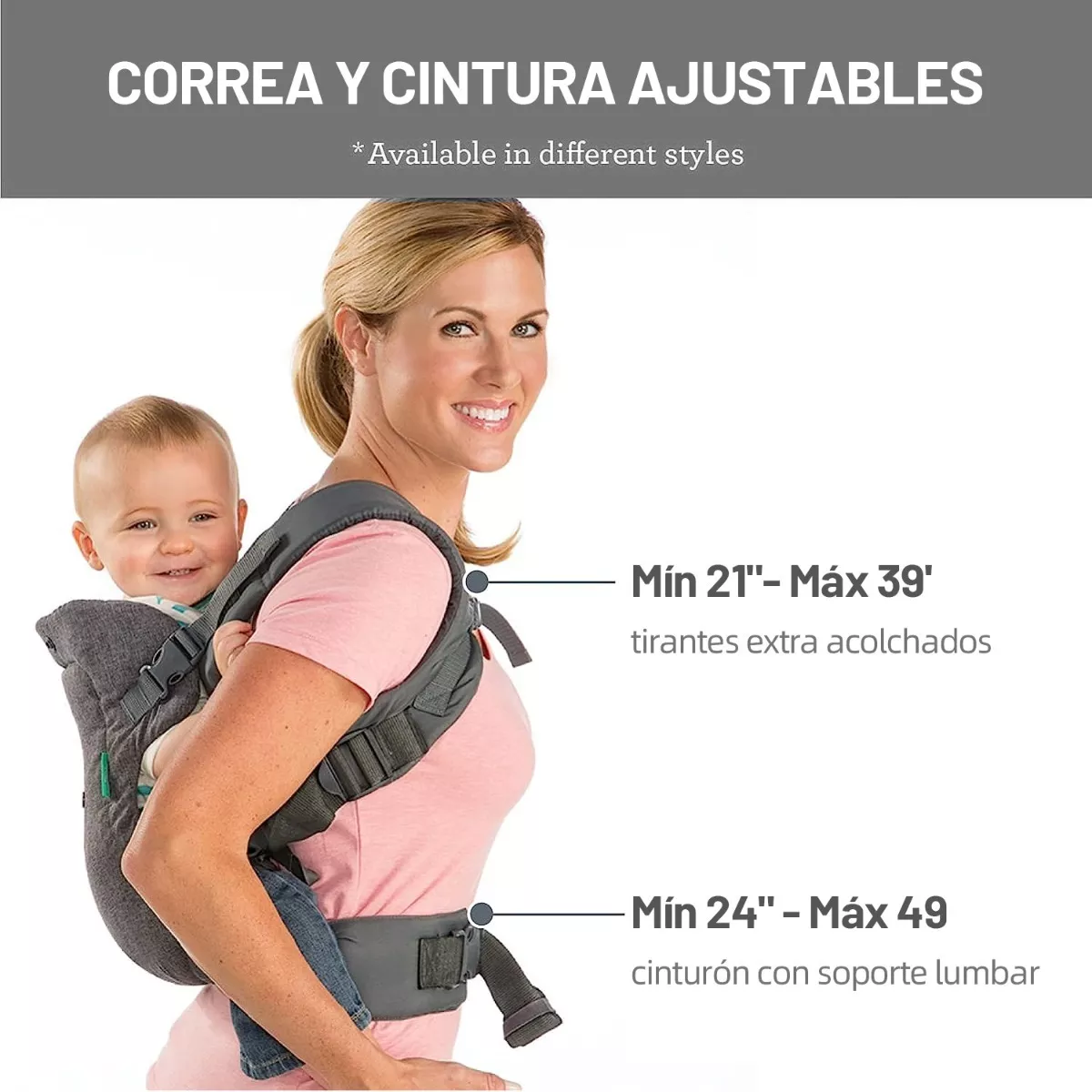 Mochila Cangurera Para Bebé Ergonómica, 4 Formas De Porteo,Gris