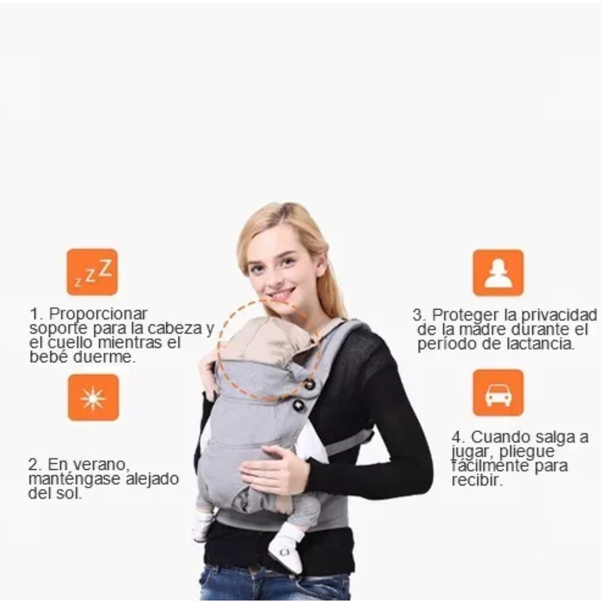 Mochila Cangurera Para Bebé Ergonómica Asiento De 3-48 Meses Azul marino