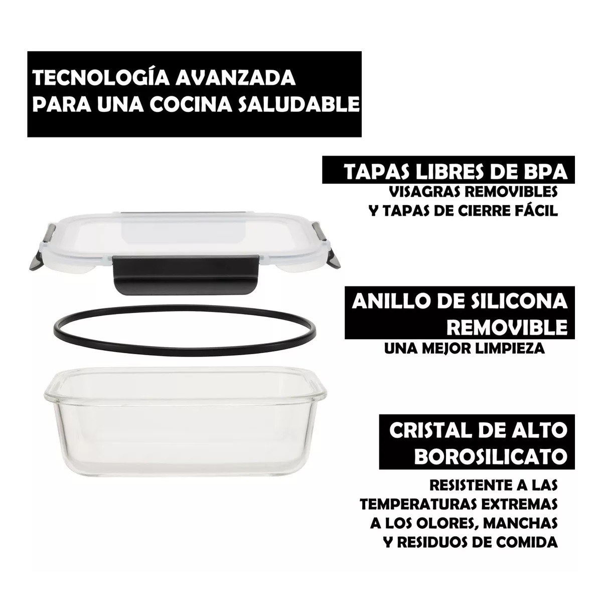 Juego de 10 Contenedores Recipientes Para Alimentos Vidrio
