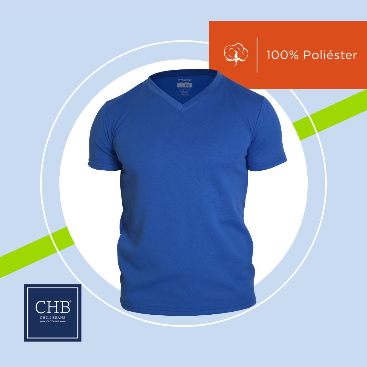 Paquete De 5 Playeras Deportivas Cuello V Para Hombre CHB Chili Beans Clothing Co. 