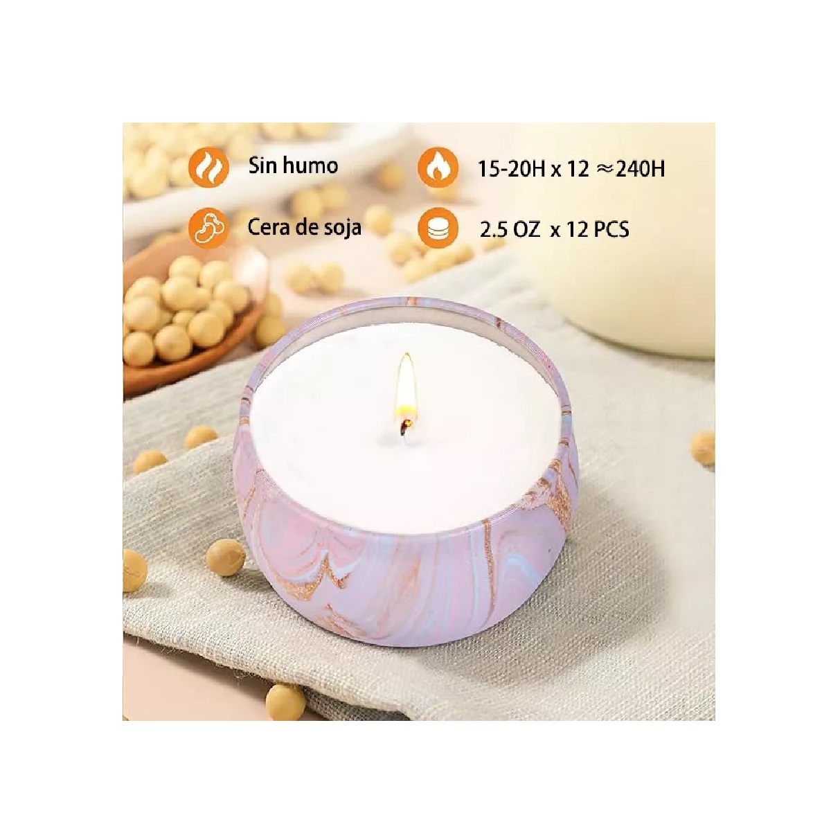Set De 12 Piezas Velas Aromáticas De Cera