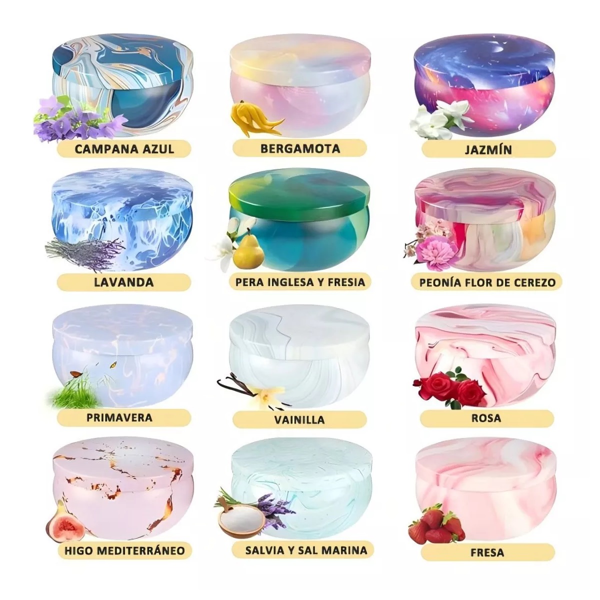 Set De 12 Piezas Velas Aromáticas De Cera