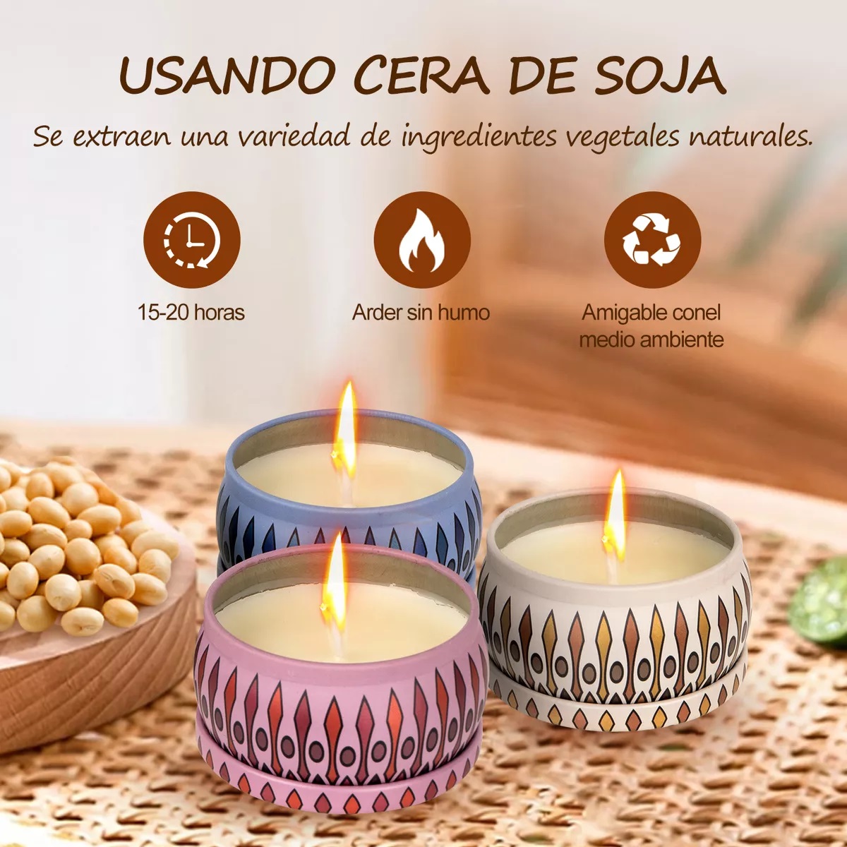 Juego De Velas Aromáticas De Cera De Soja De 6 Pieza