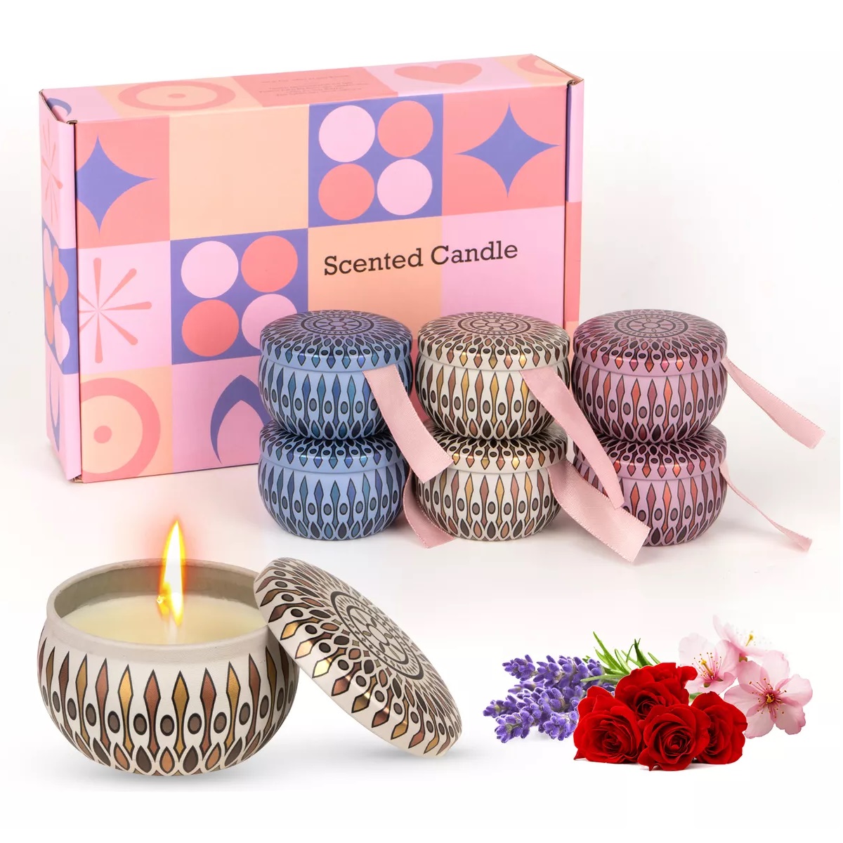 Juego De Velas Aromáticas De Cera De Soja De 6 Pieza