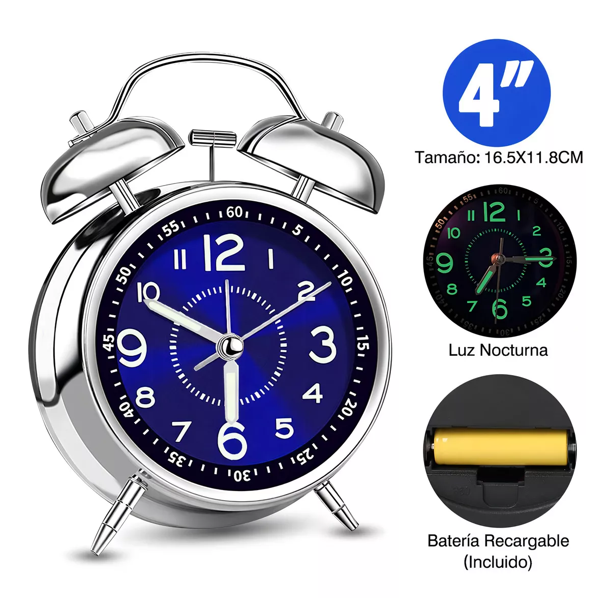 Reloj de mesa analógico color azul