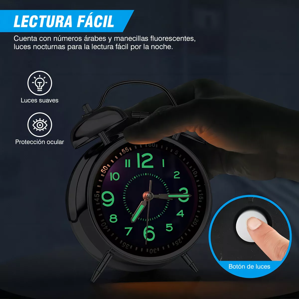 Reloj de mesa analógico color azul