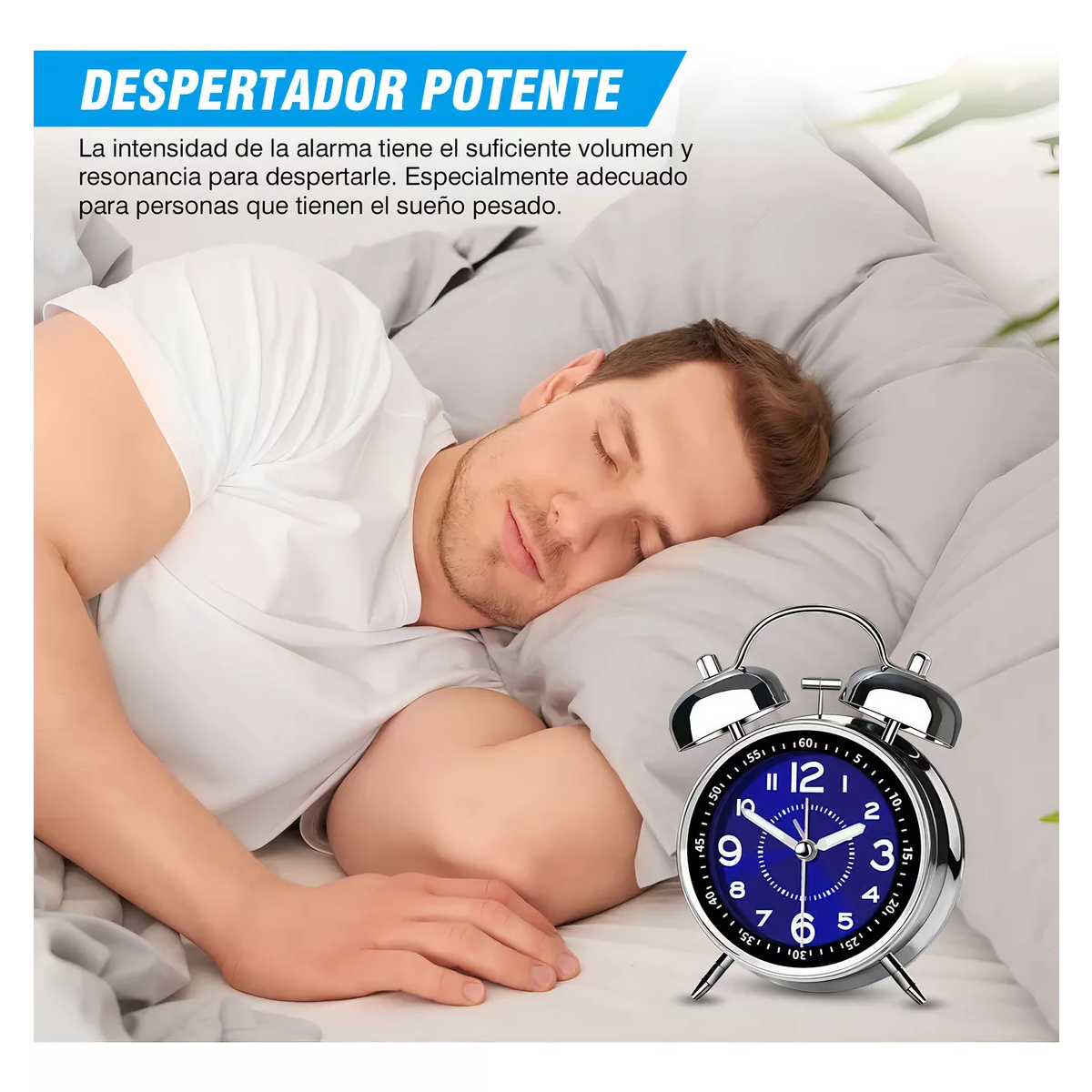Reloj de mesa analógico color azul