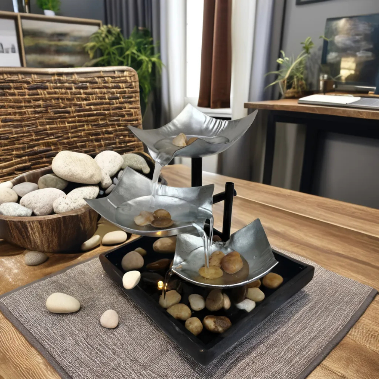 Fuente de Agua de Relajación Iluminada con LED y Piedras Naturales Bluelander 