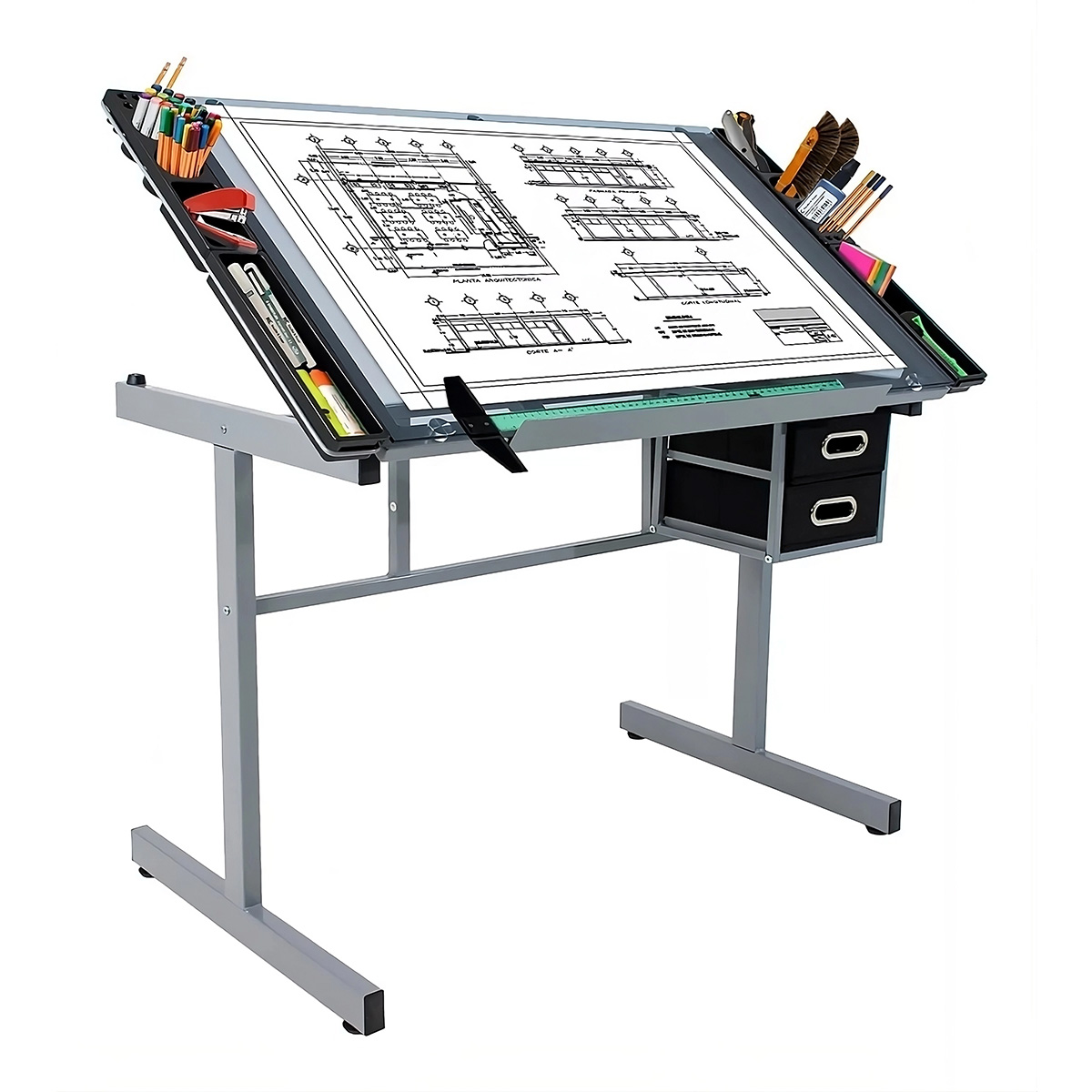  Restirador de Cristal Templado para Dibujo Profesional con Banco de Trabajo con Altura Ajustable Bluelander 