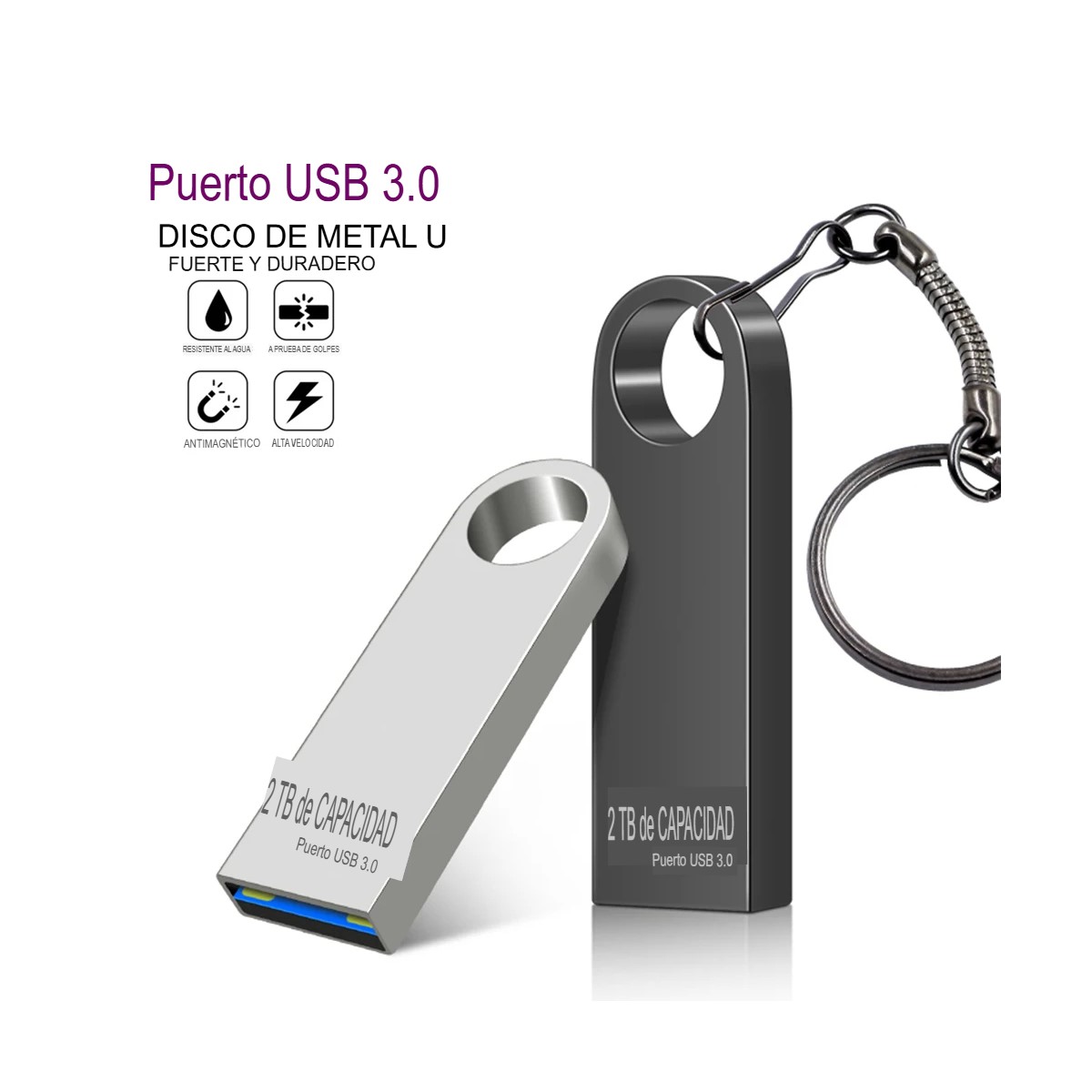 Memoria Unidad Flash USB 3,0 de alta velocidad Pendrive negro de 2TB portátil SSD metálica gamer