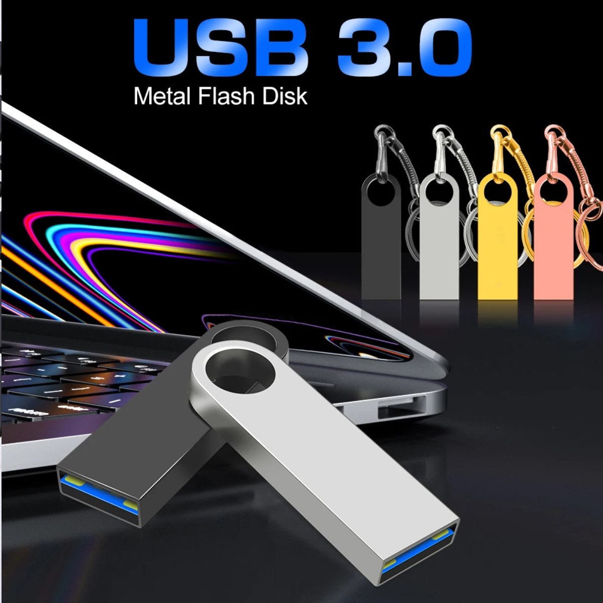 Memoria Unidad Flash USB 3,0 de alta velocidad Pendrive negro de 2TB portátil SSD metálica gamer