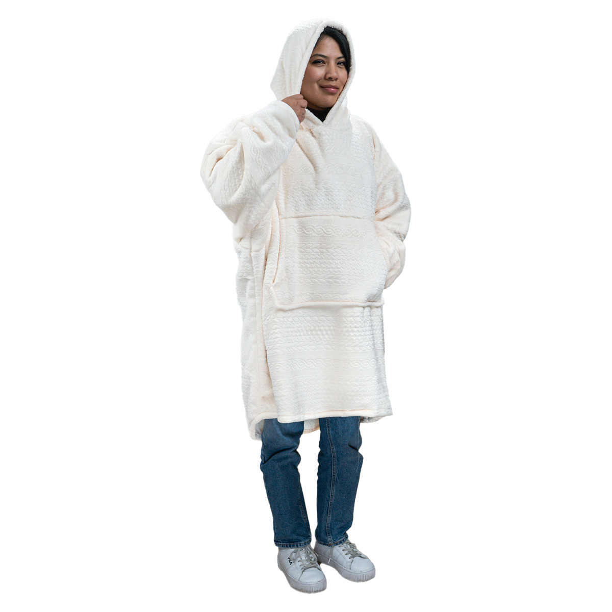 Sudadera Cobija Oversize con Capucha Adulto Unisex, Crema