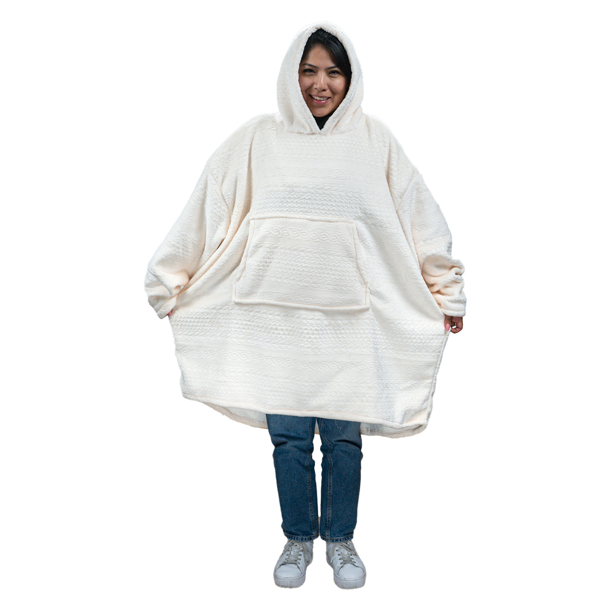 Sudadera Cobija Oversize con Capucha Adulto Unisex, Crema