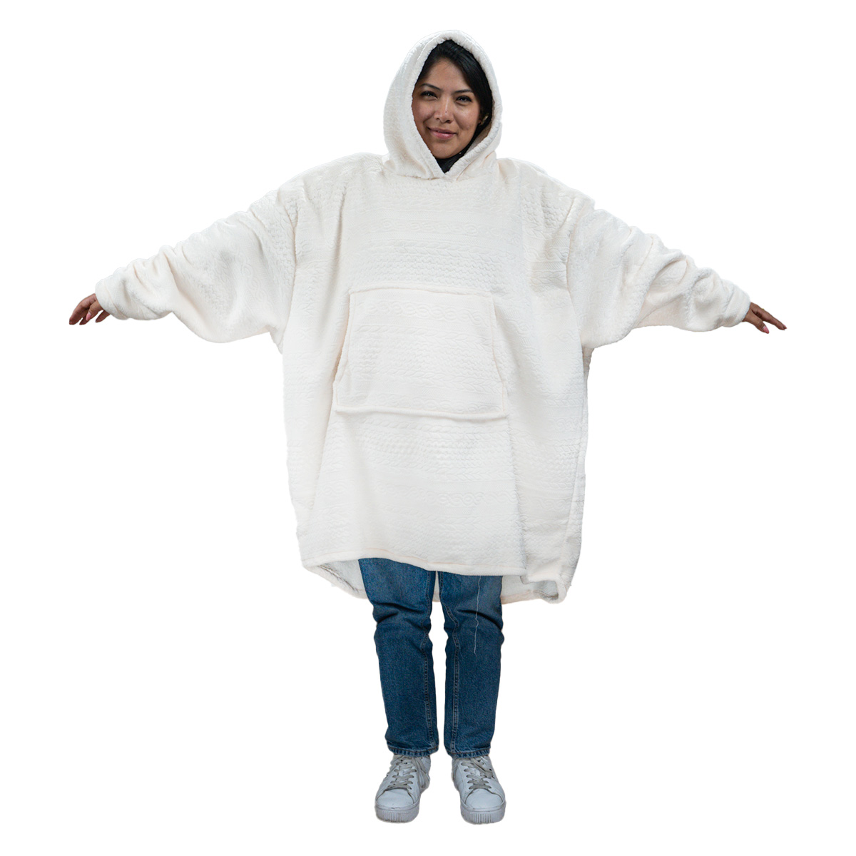 Sudadera Cobija Oversize con Capucha Adulto Unisex, Crema