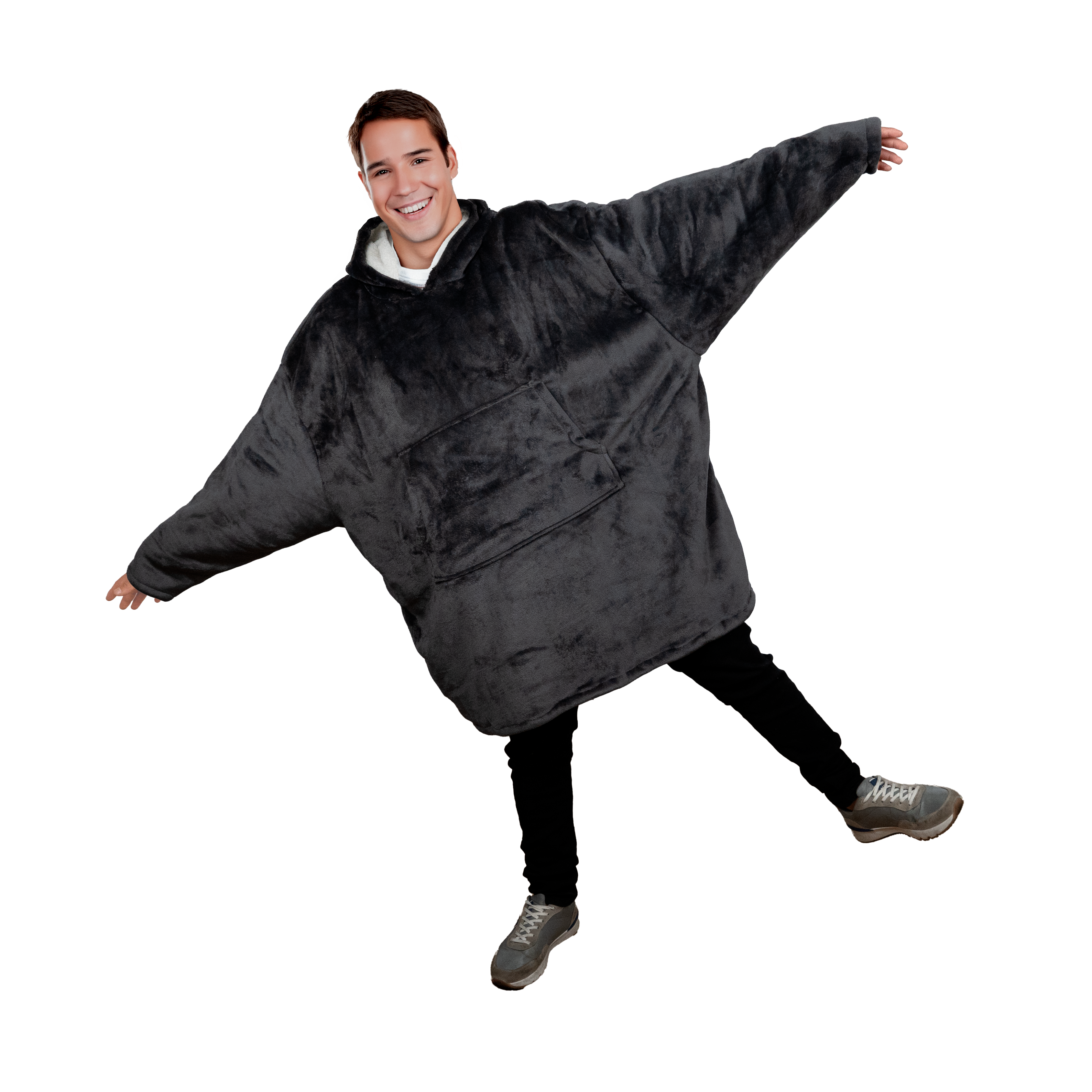 Sudadera Cobija Oversize con Capucha Adulto Unisex, Gris Oscuro