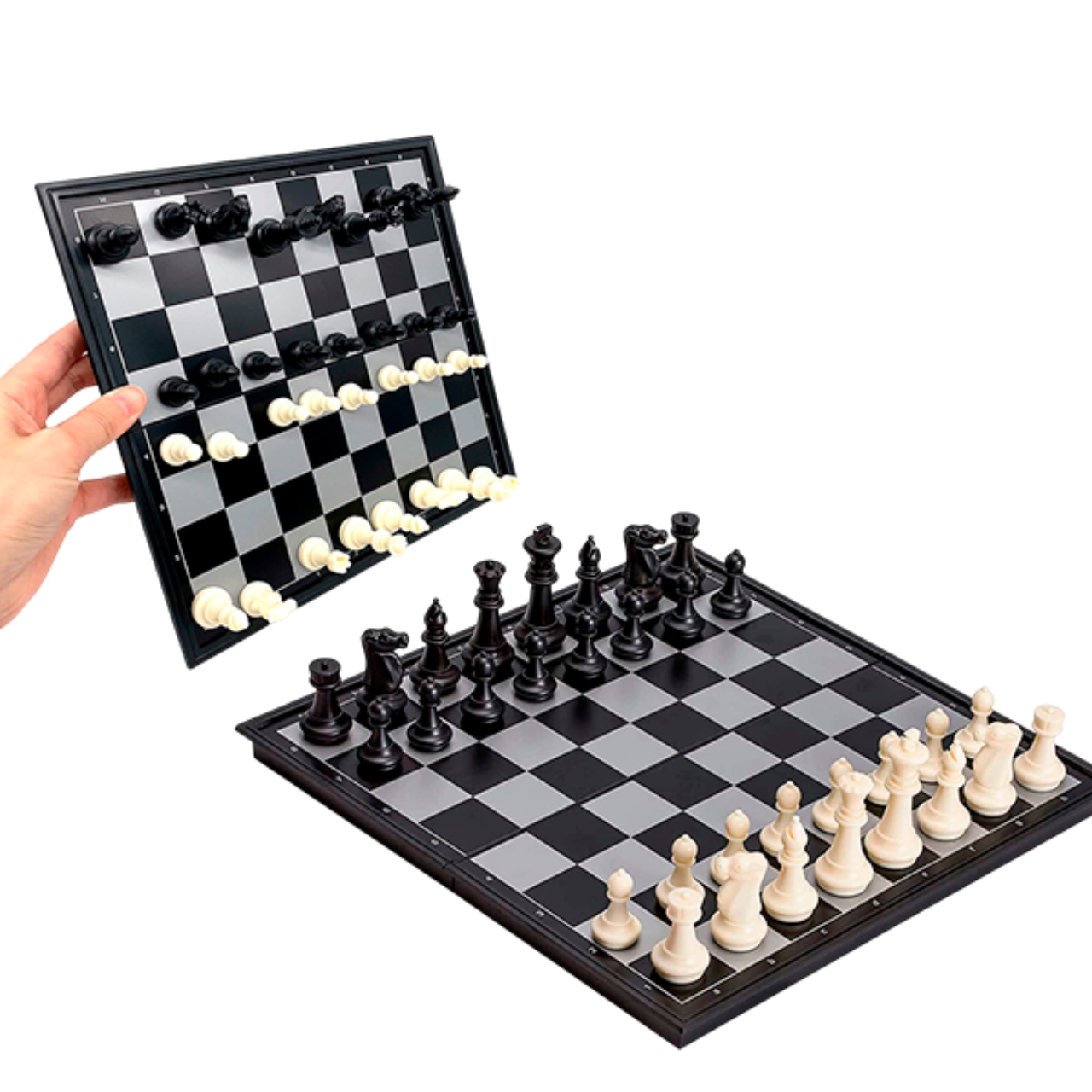 Ajedrez Profesional Magnético con Tablero Plegable Blanco y Negro Bluelander
