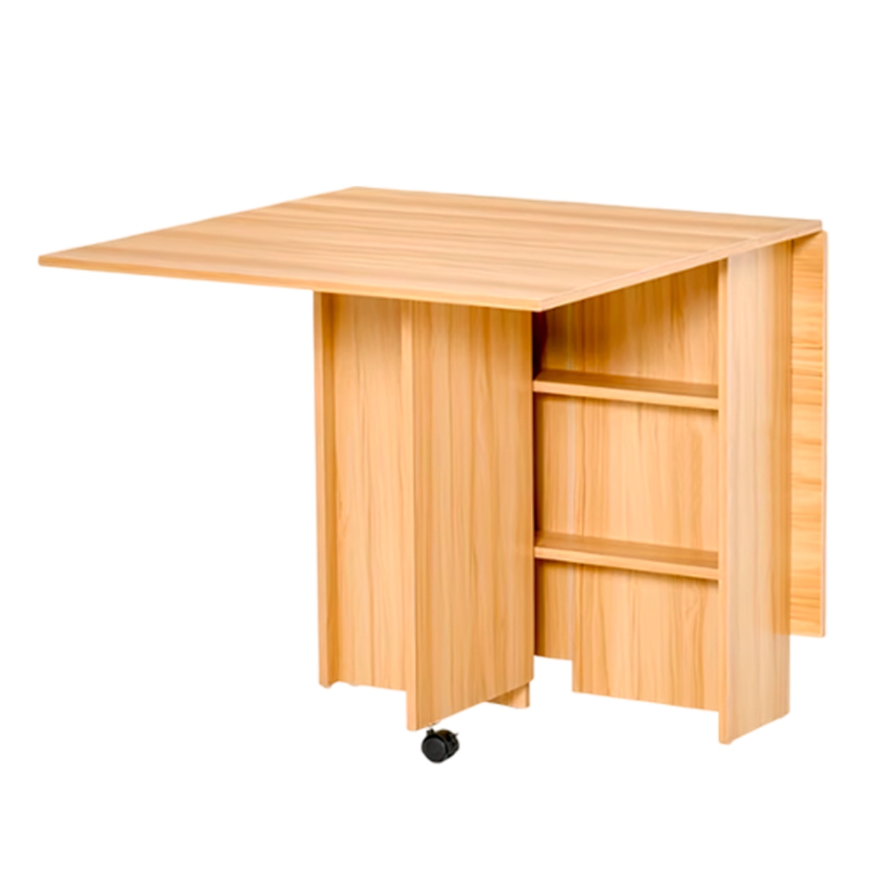 Mesa Plegable de Madera con Estantes de Almacenamiento con Ruedas Madera Bluelander 