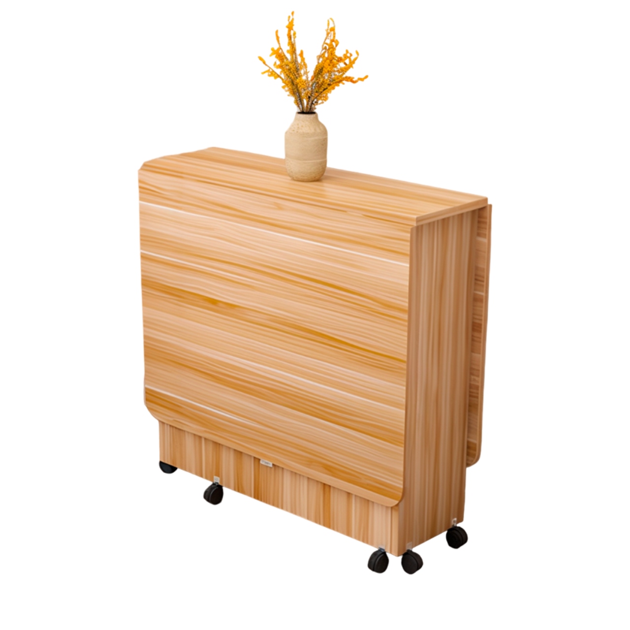 Mesa Plegable de Madera con Estantes de Almacenamiento con Ruedas Madera Bluelander 
