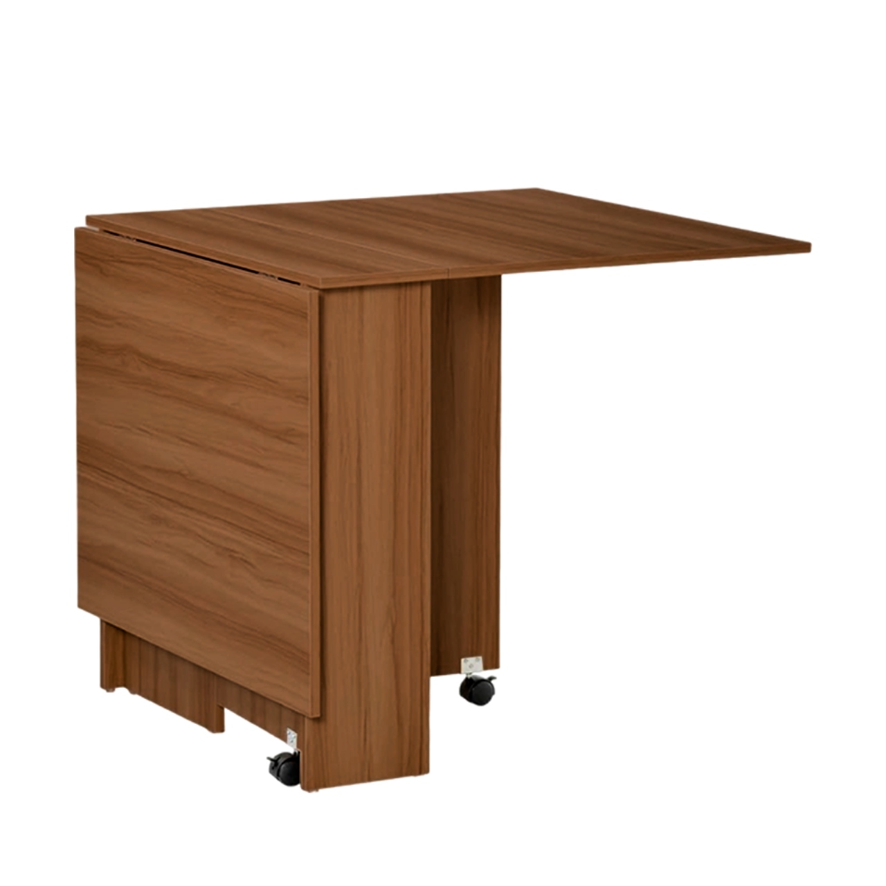 Mesa Plegable de Madera con Estantes de Almacenamiento con Ruedas Café Oscuro Bluelander 