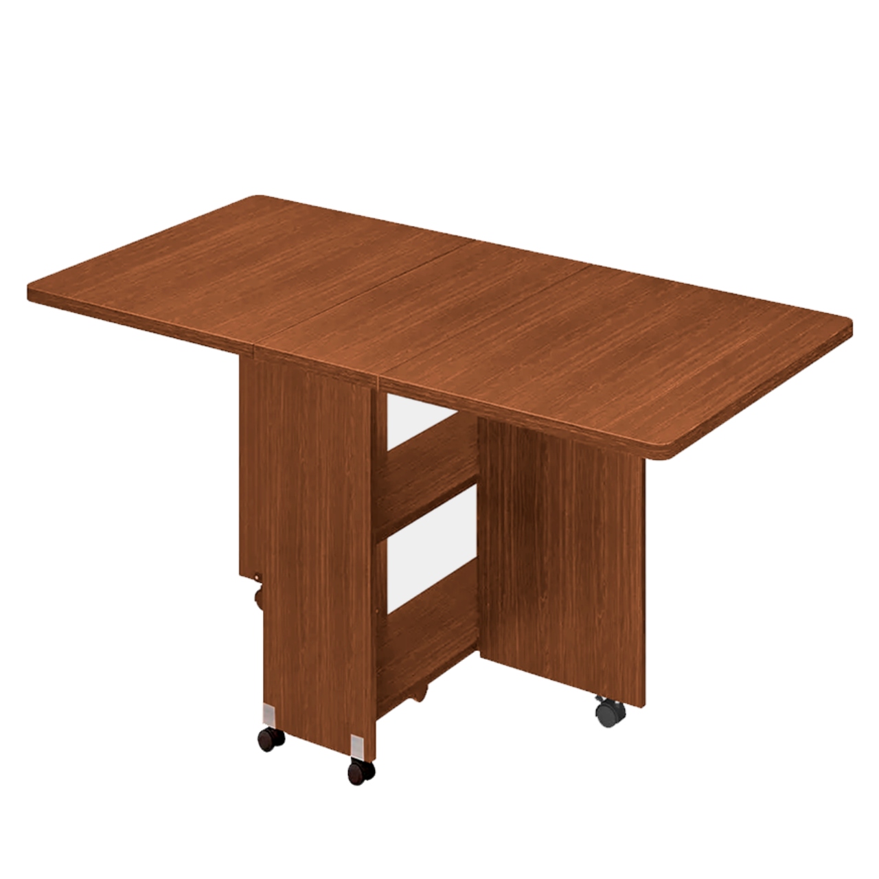 Mesa Plegable de Madera con Estantes de Almacenamiento con Ruedas Café Oscuro Bluelander 