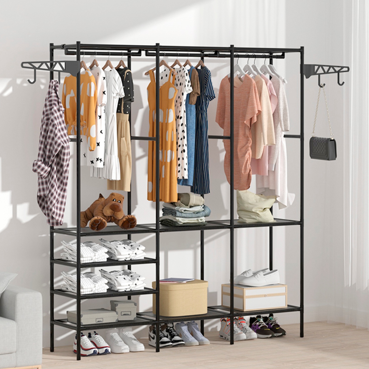 Perchero, Closet Organizador Con 3 Divisiones Multifuncional Bluelander 
