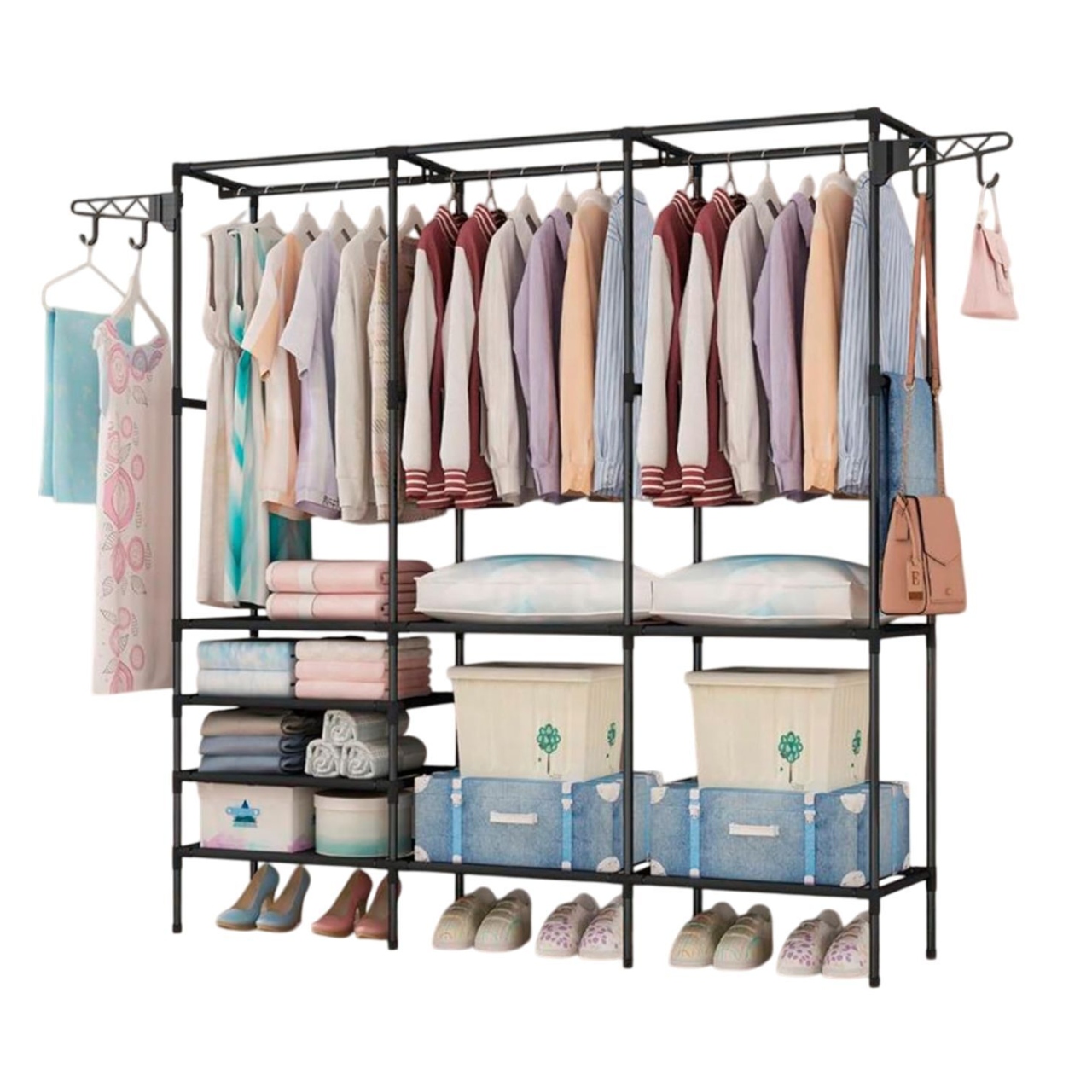 Perchero, Closet Organizador Con 3 Divisiones Multifuncional Bluelander 