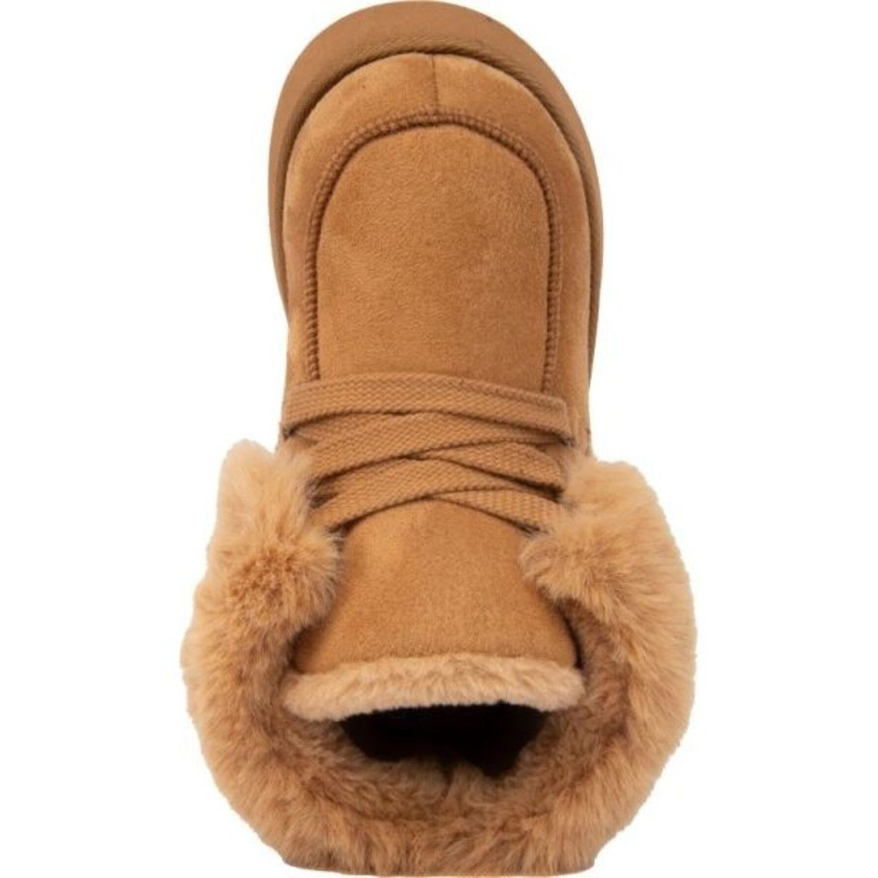 Botas para mujer, invernales, con forro de peluche, tipo botín, marca PBPS con acabado ante y color camel, mod. 1141383