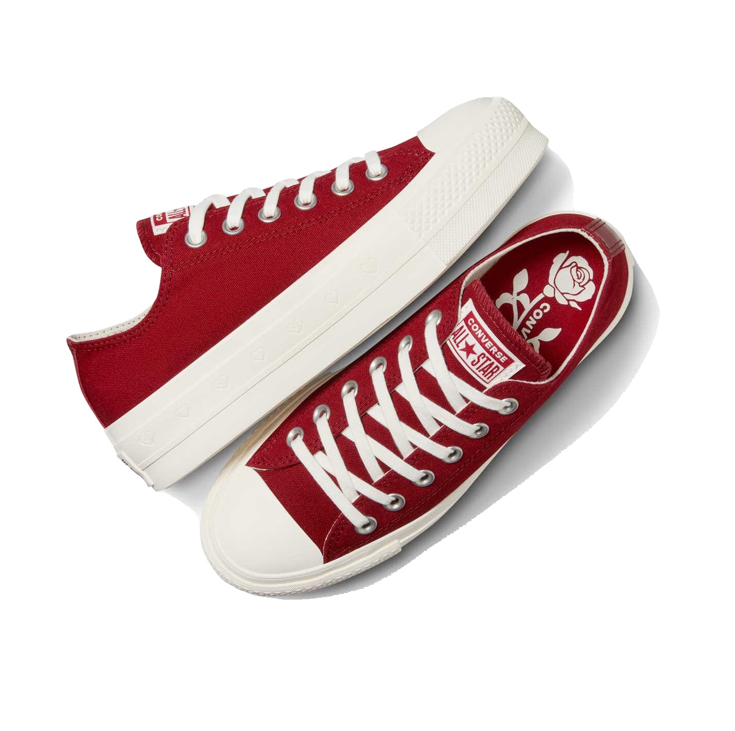 Tenis Converse San Valentin de Plataforma Lift Rojos en Choclo de Lona para Mujer A13653C